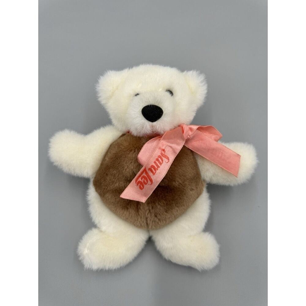 Vintage Sarah Lee 8" White Bagel Bear W/ Ribbon Bow Tie No Tag